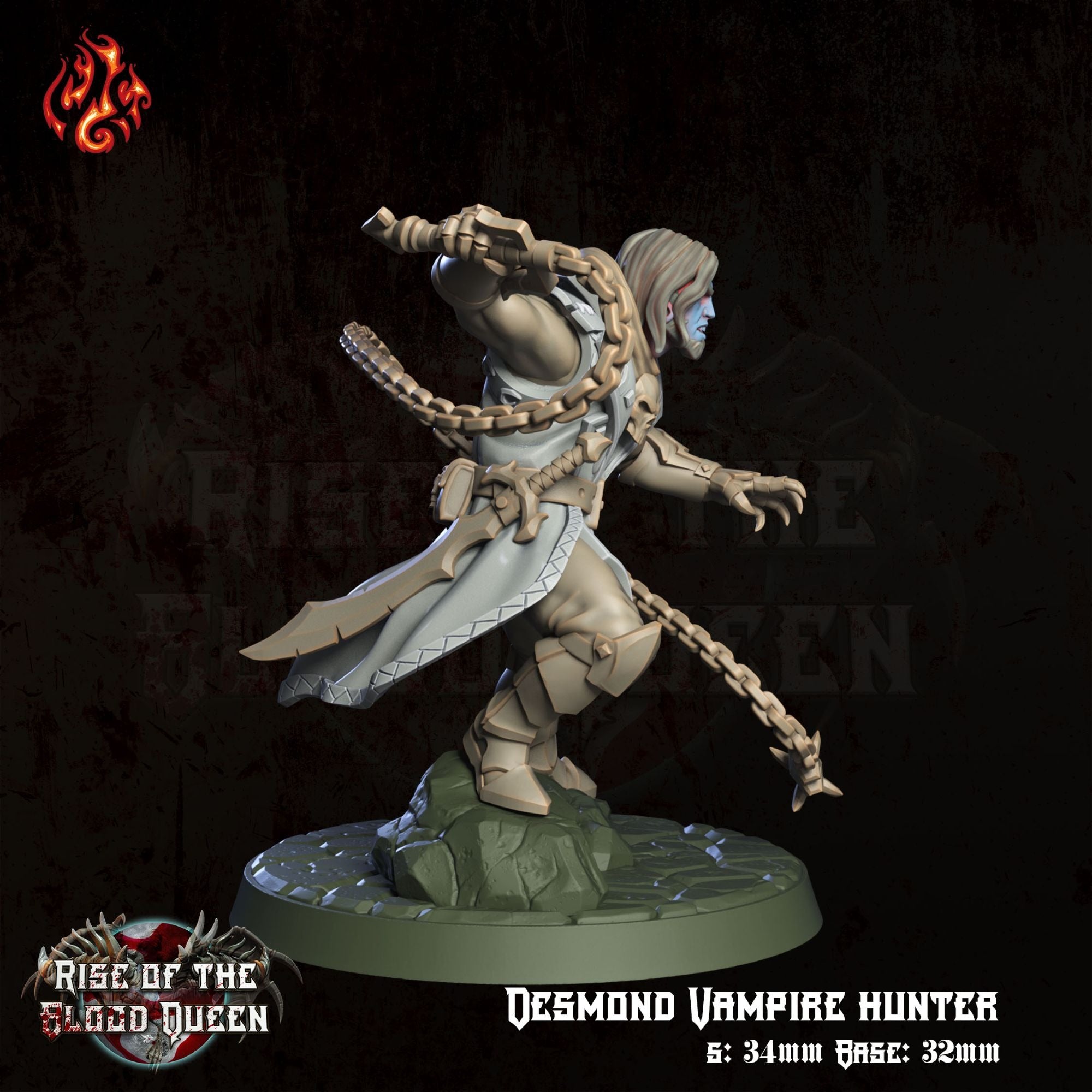 Desmond, Vampire Hunter - 3d Printed Miniature Sculpted by Crippled God Foundry