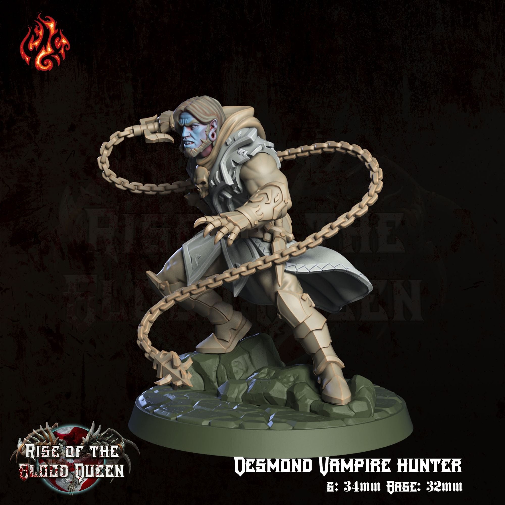 Desmond, Vampire Hunter - 3d Printed Miniature Sculpted by Crippled God Foundry
