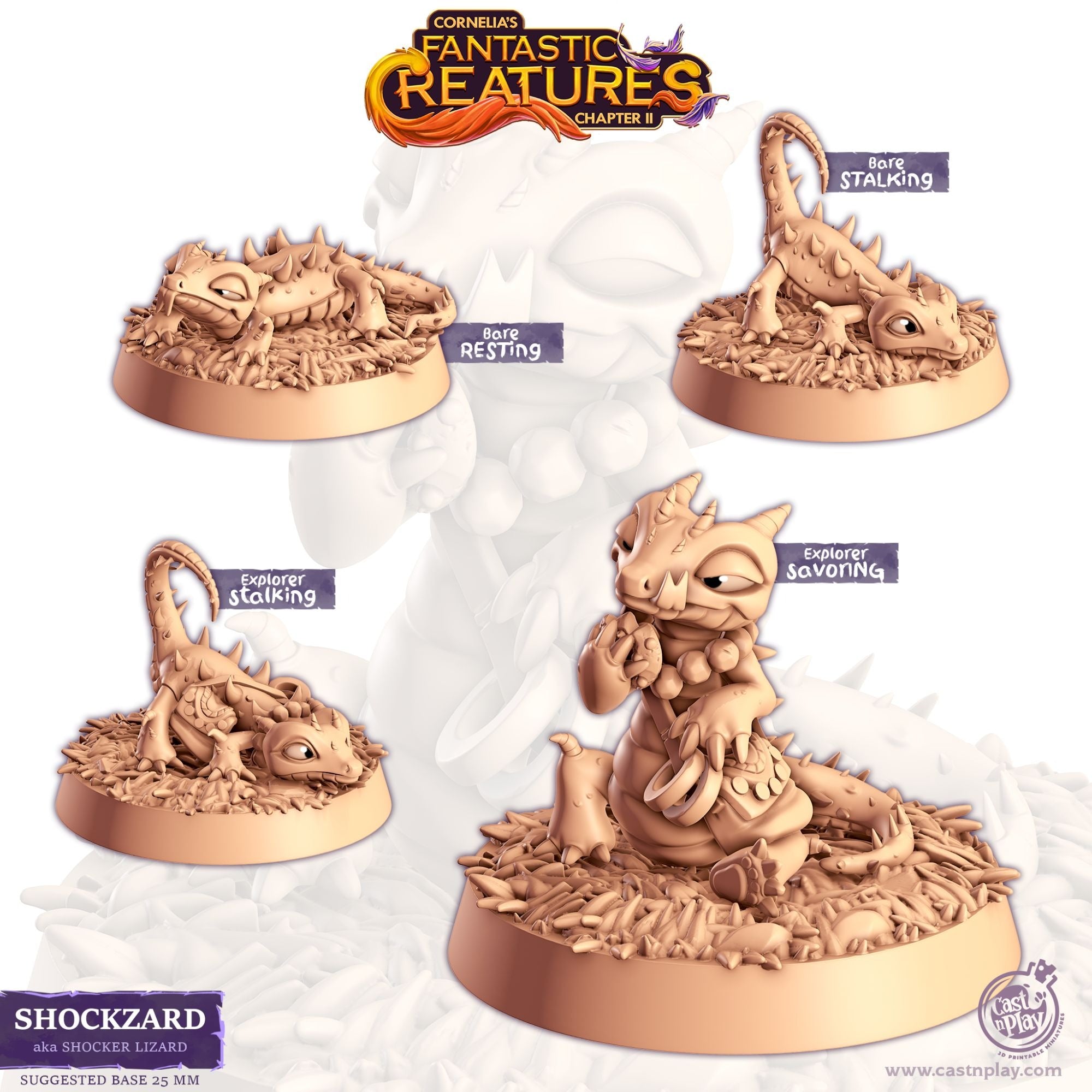 Shockzard (Shocker Lizard) - Fantastic Creatures - 3d Printed Miniature Sculpted by Cast N Play