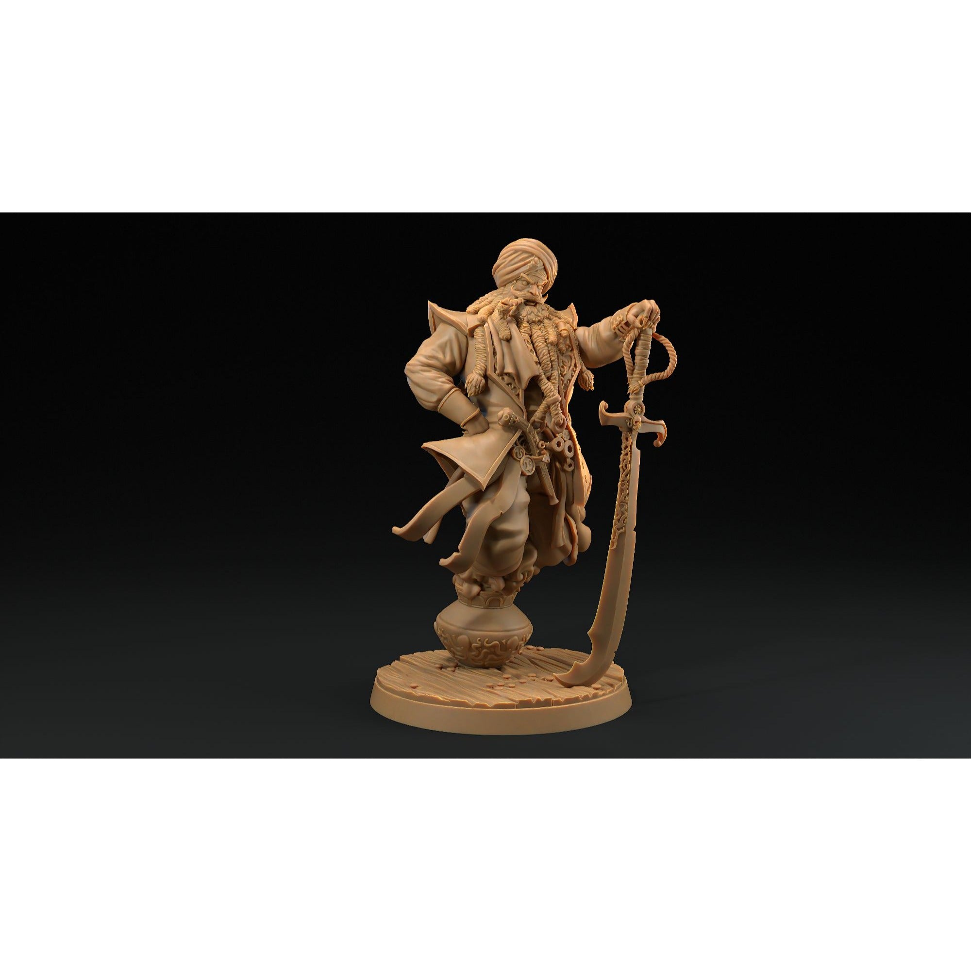 Dread Captain Zayyim, the Wishless - Hunt for the Last Sea Angel - 3d Printed Miniature Sculpted by Dragon Trappers Lodge