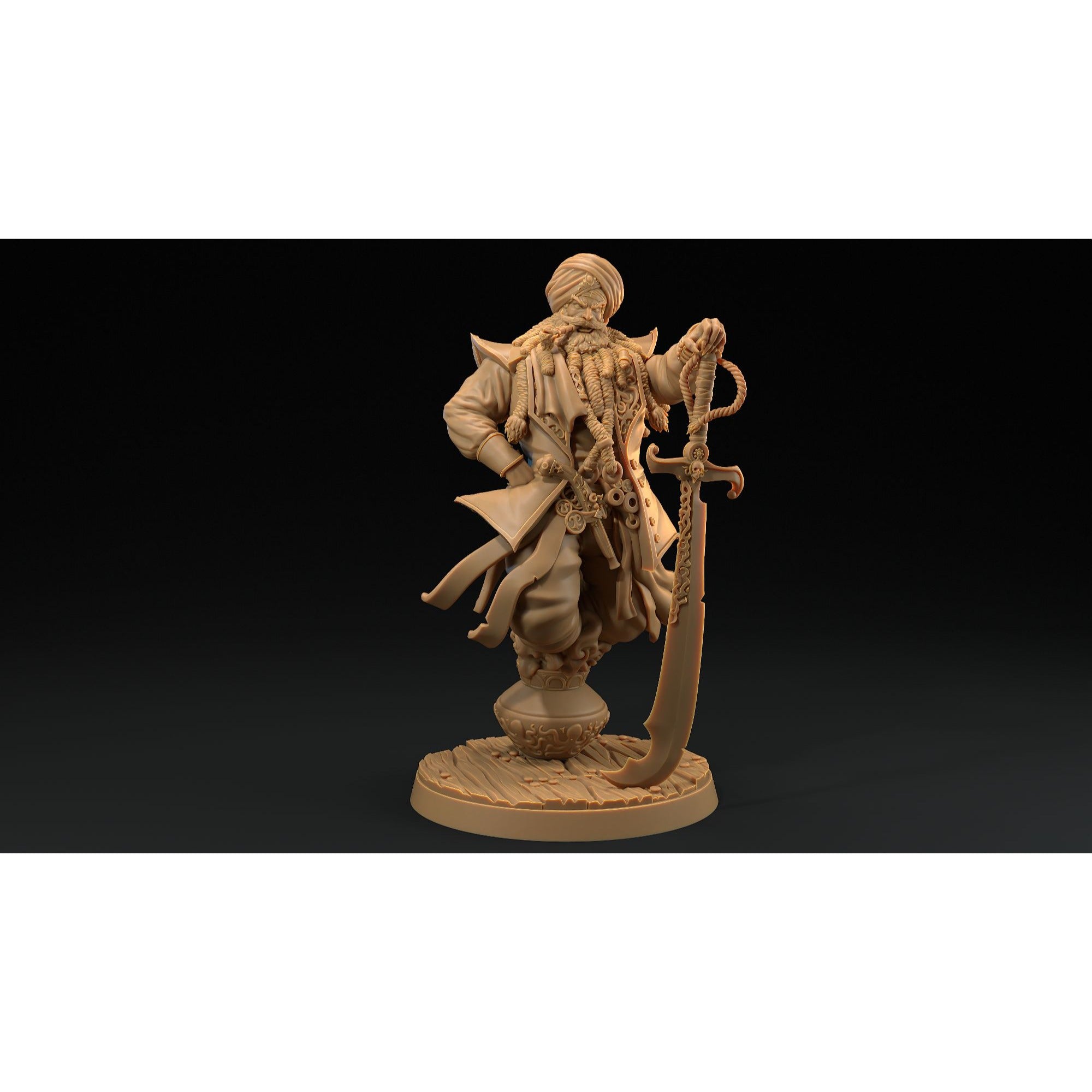 Dread Captain Zayyim, the Wishless - Hunt for the Last Sea Angel - 3d Printed Miniature Sculpted by Dragon Trappers Lodge