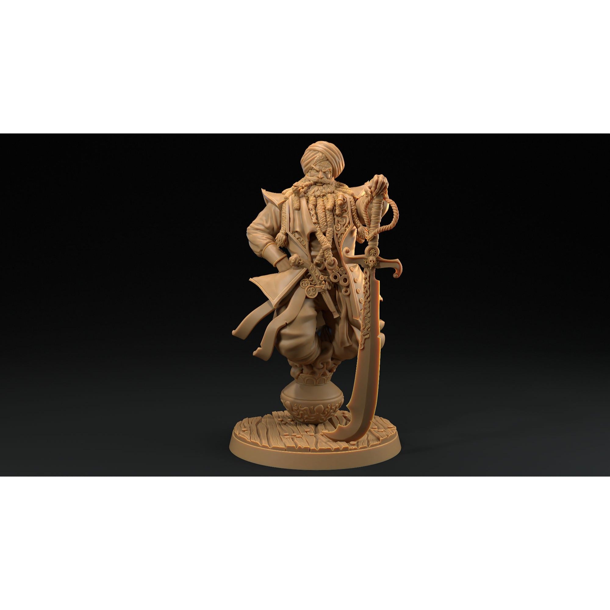 Dread Captain Zayyim, the Wishless - Hunt for the Last Sea Angel - 3d Printed Miniature Sculpted by Dragon Trappers Lodge