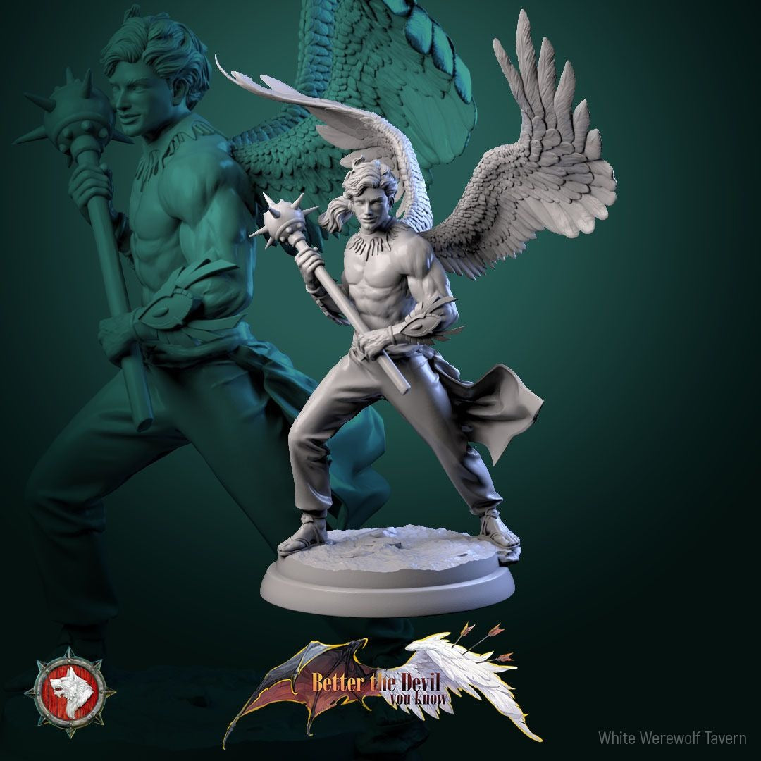 Angel Soldiers - Better the Devil You Know - 3d Printed Miniature Sculpted by White Werewolf Tavern