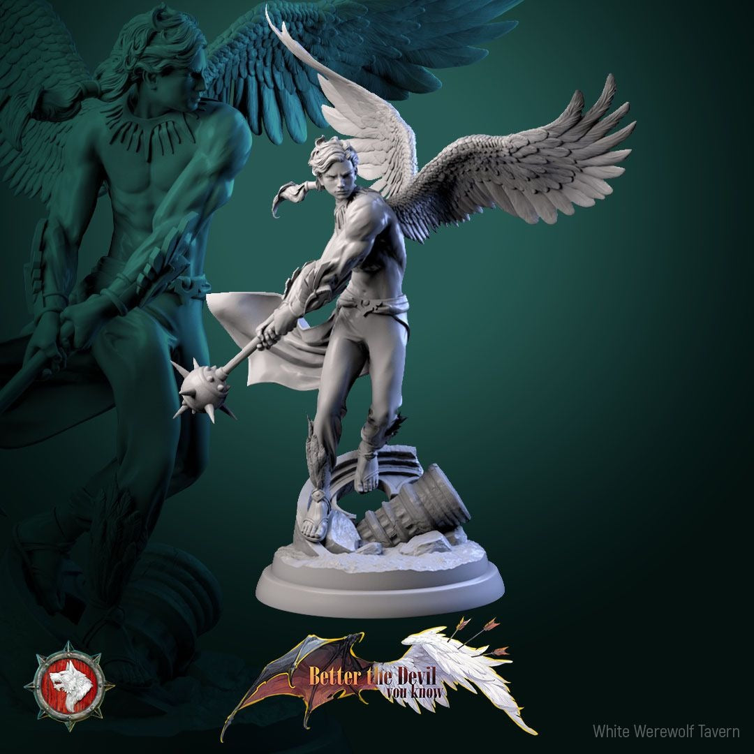 Angel Soldiers - Better the Devil You Know - 3d Printed Miniature Sculpted by White Werewolf Tavern