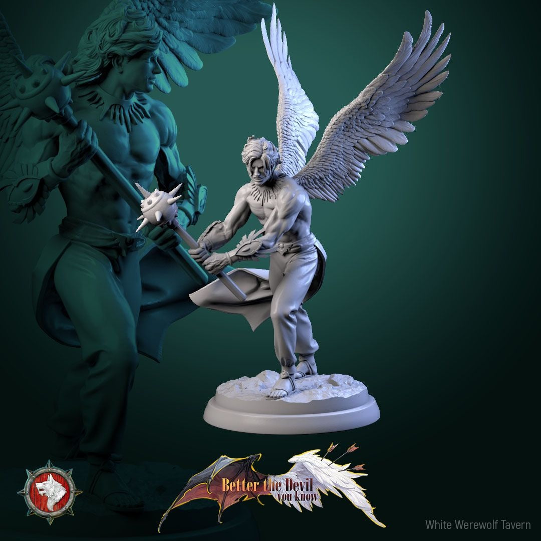 Angel Soldiers - Better the Devil You Know - 3d Printed Miniature Sculpted by White Werewolf Tavern