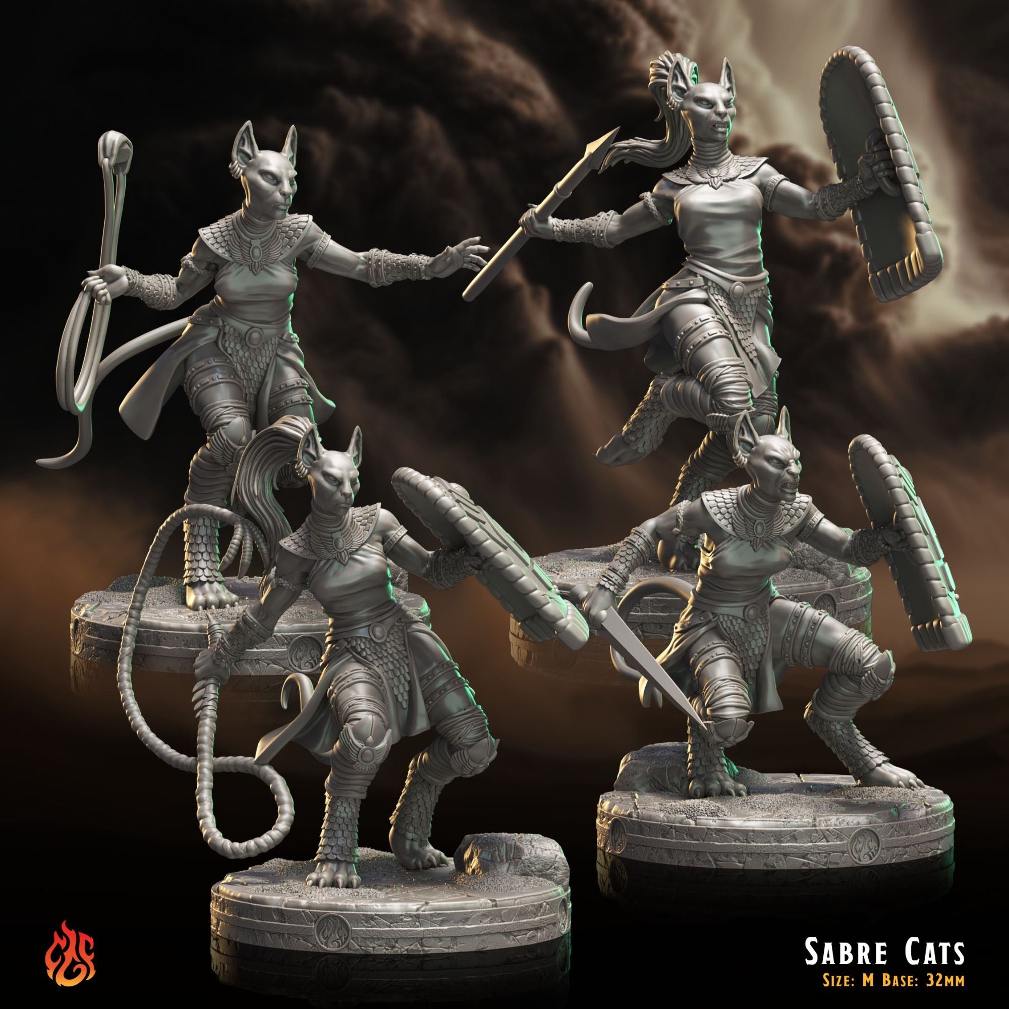 Sabre Cats - 3d Printed Miniature Sculpted by Crippled God Foundry