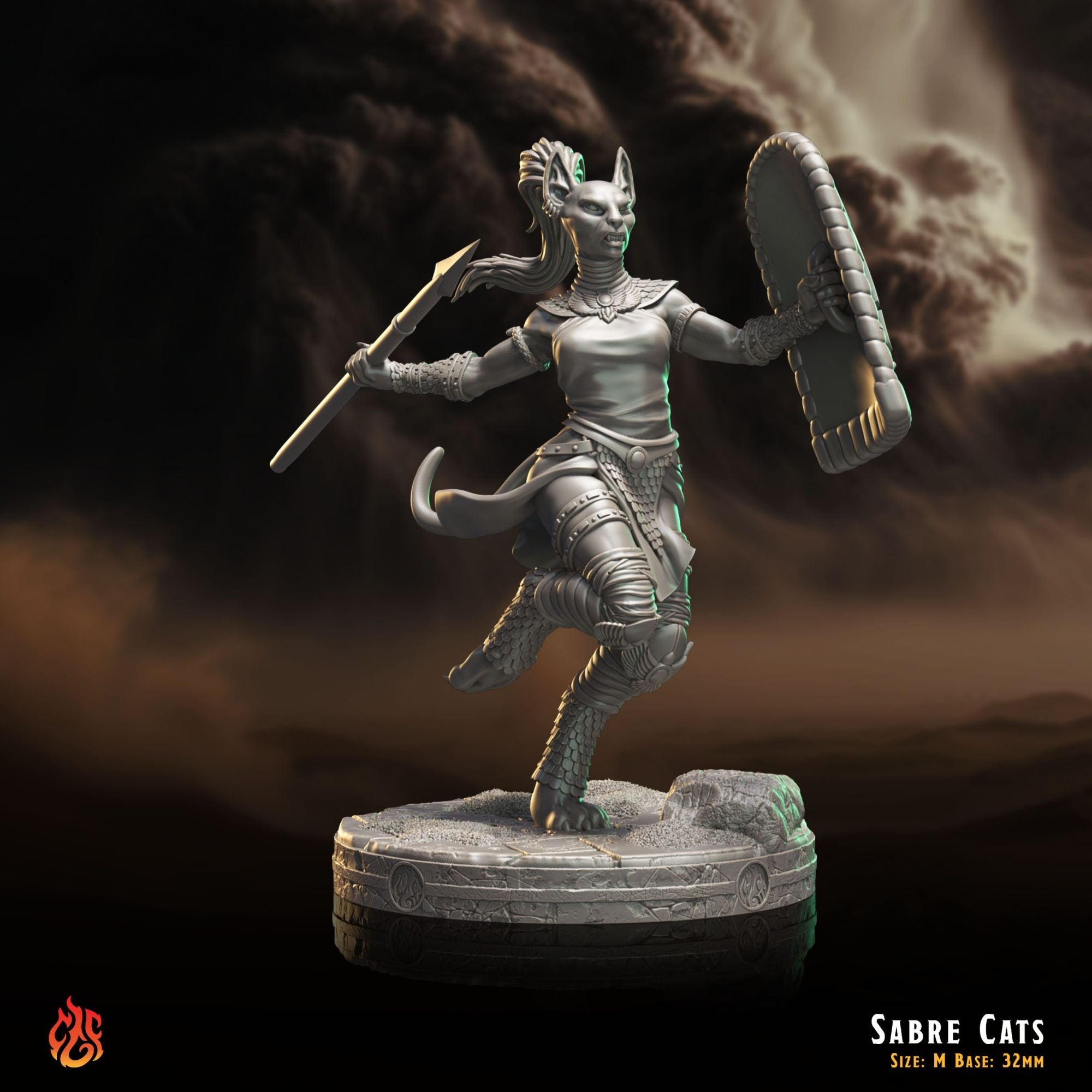 Sabre Cats - 3d Printed Miniature Sculpted by Crippled God Foundry