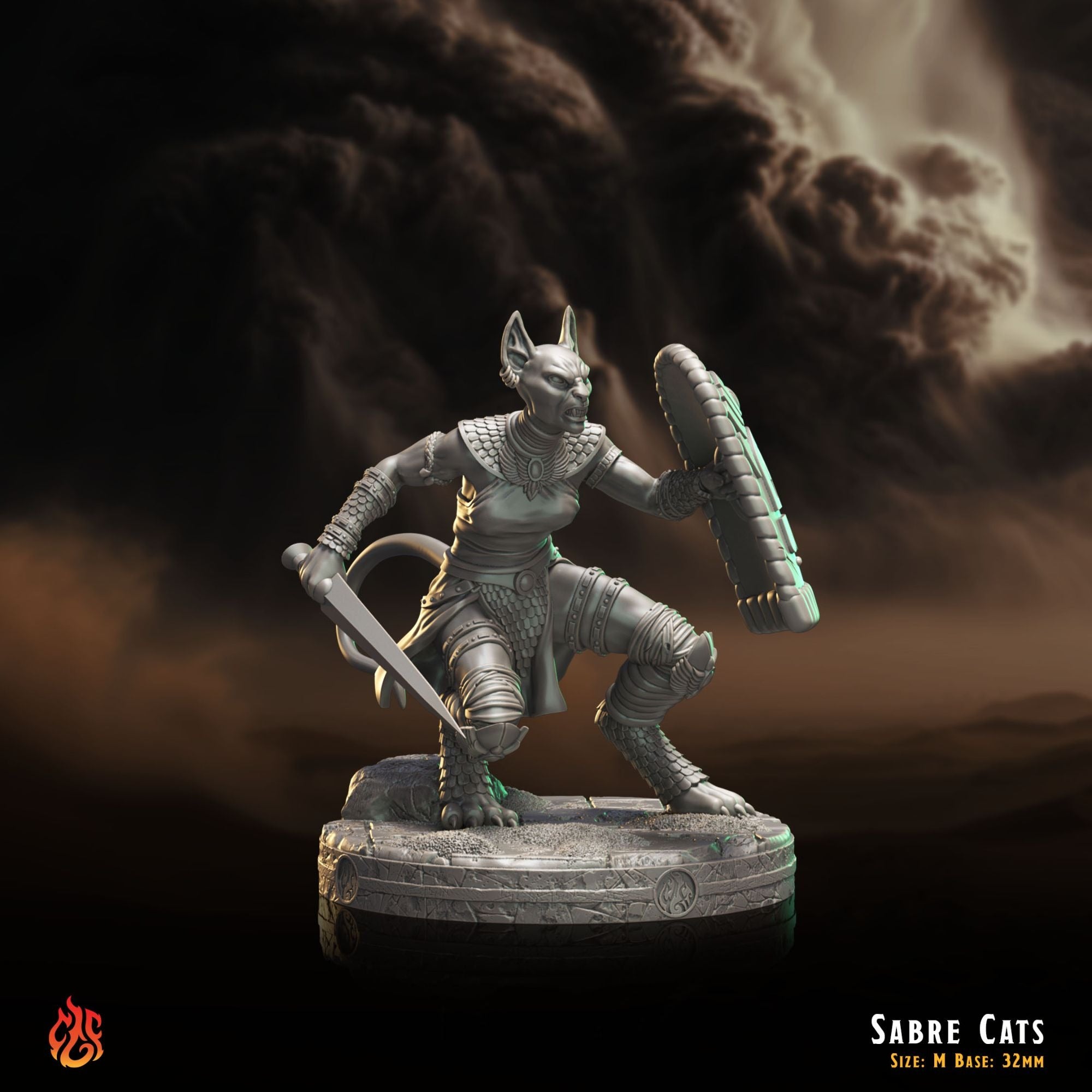 Sabre Cats - 3d Printed Miniature Sculpted by Crippled God Foundry