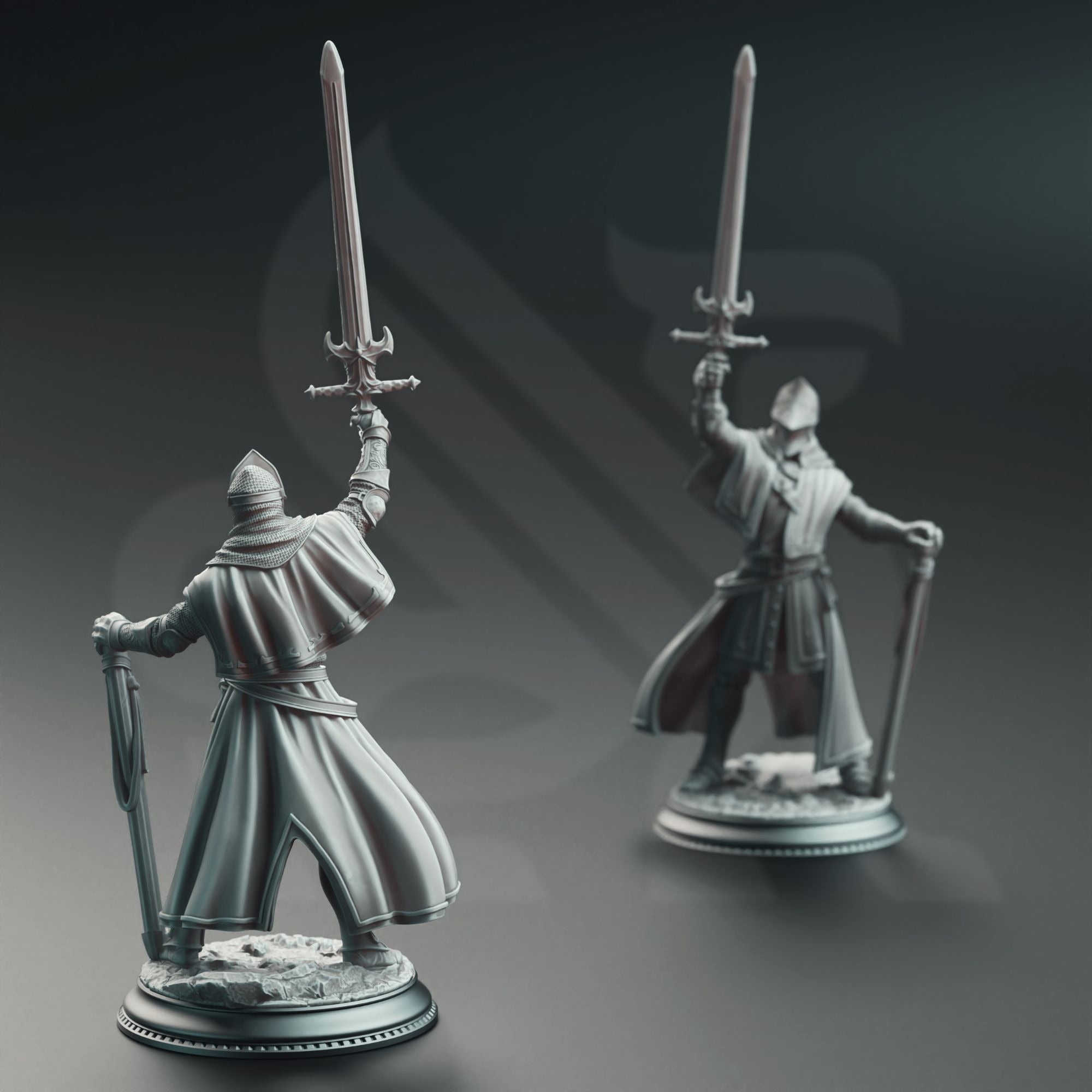 Vicar Atticus, the Priest Knight - 3d Printed Miniature Sculpted by DM Stash