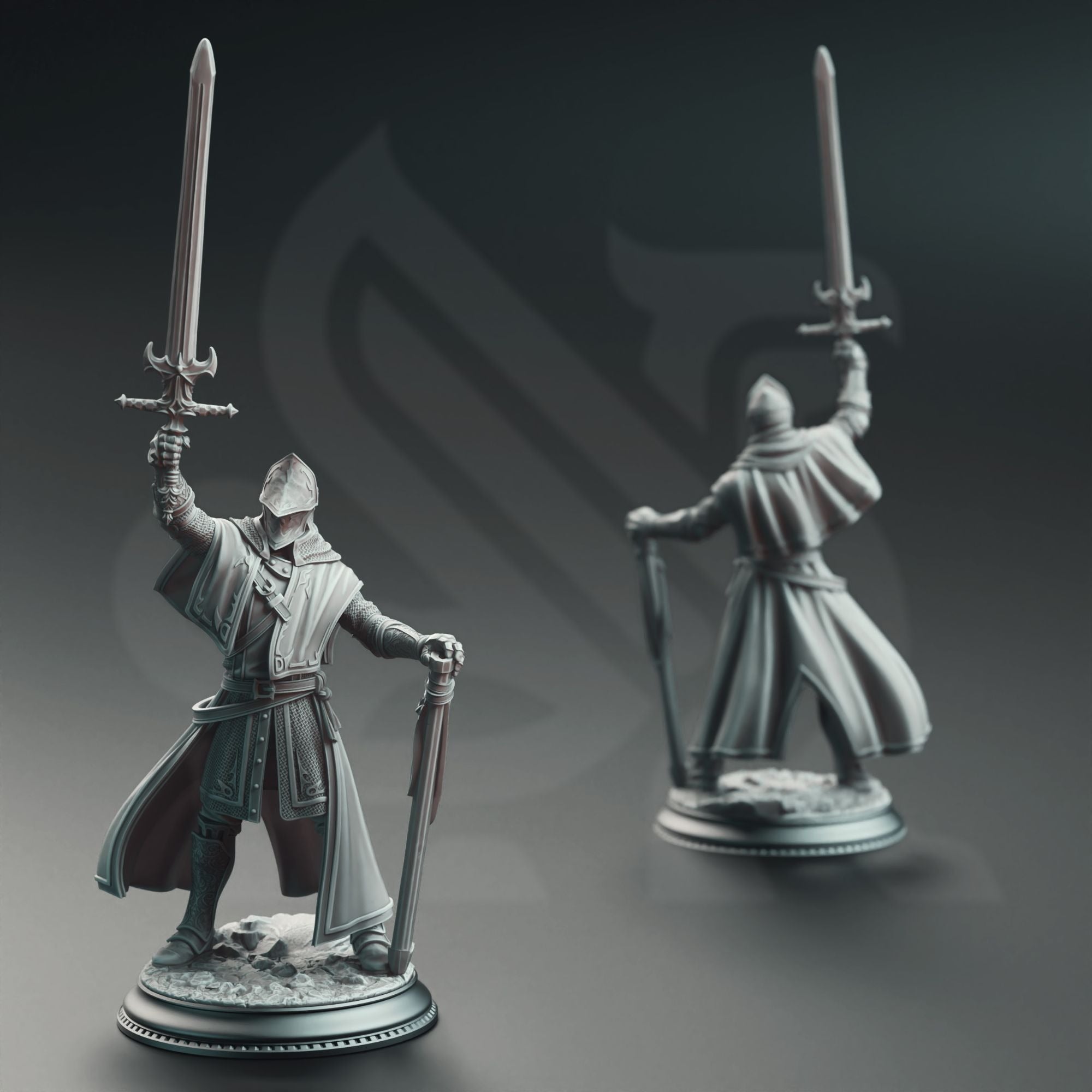 Vicar Atticus, the Priest Knight - 3d Printed Miniature Sculpted by DM Stash