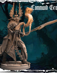 Dark Elf Command Group Hornblower - Army of Darkness: Dark Elves - 3d Printed Miniature Sculpted by Monolith Arts