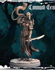 Dark Elf Command Group Hornblower - Army of Darkness: Dark Elves - 3d Printed Miniature Sculpted by Monolith Arts
