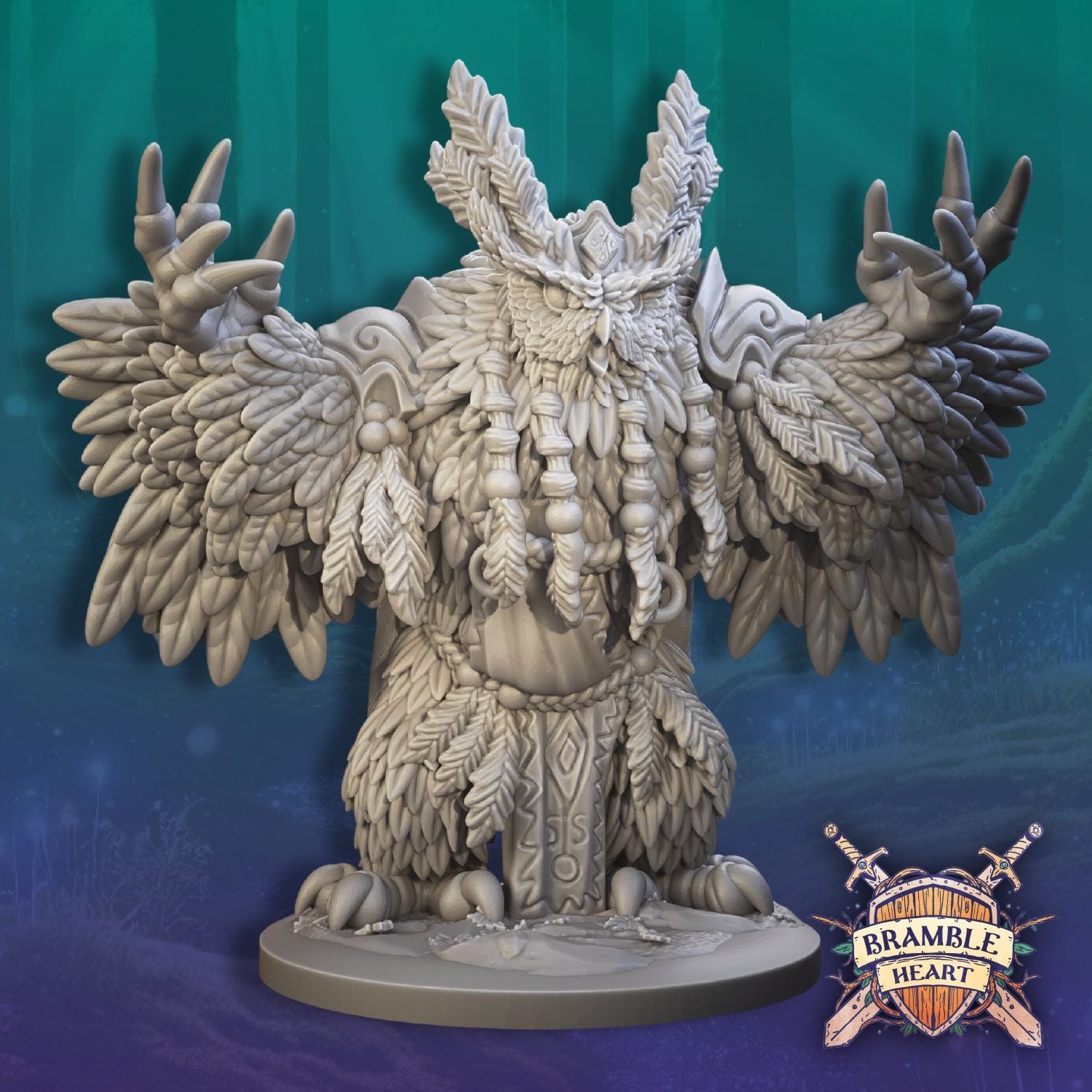 Madgebear Shaman - Brambleheart - 3d Printed Miniature sculpted by Kraken Games Lab