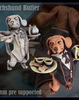 Dachsund Butler - Fantasy Pets - 3d Printed Miniature Sculpted by Tainted Saint Miniatures