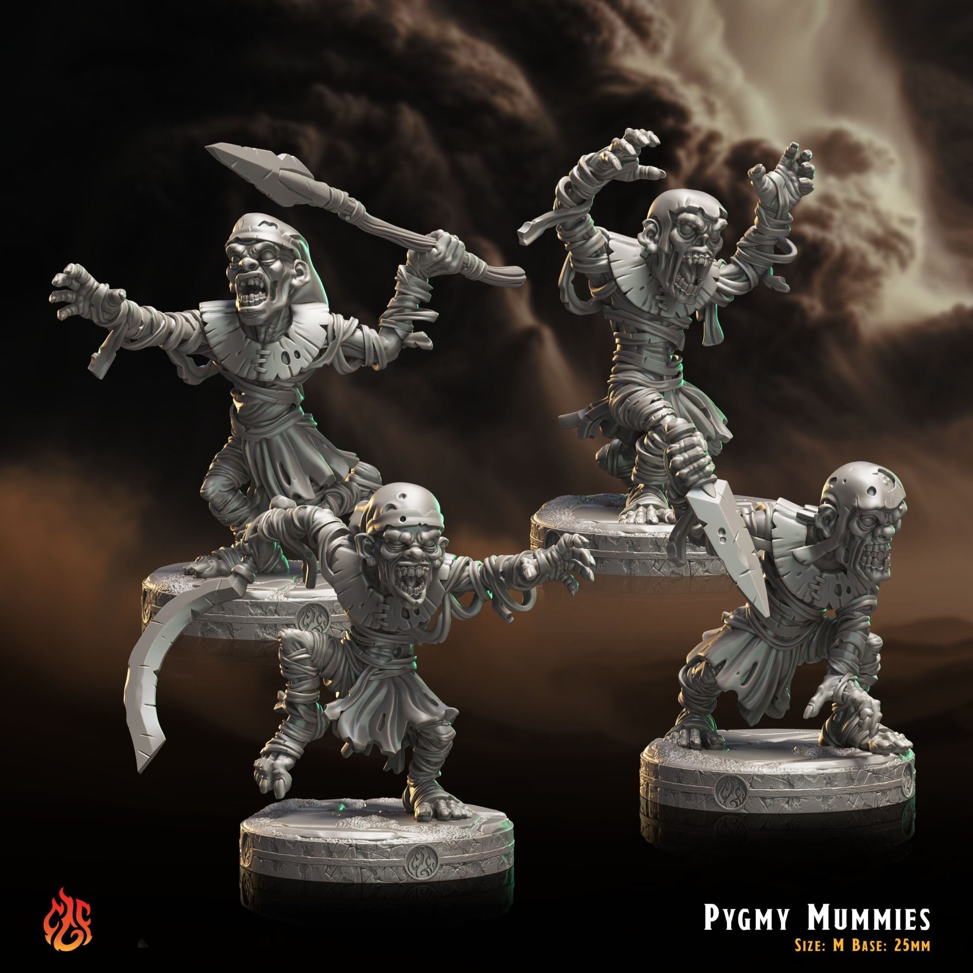 Pygmy Mummies - 3d Printed Miniature Sculpted by Crippled God Foundry