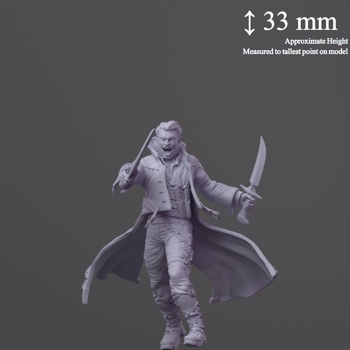 Male Vampire Rogue (Two Swords) - 3d Printed Miniature Sculpted by SolGood Creations