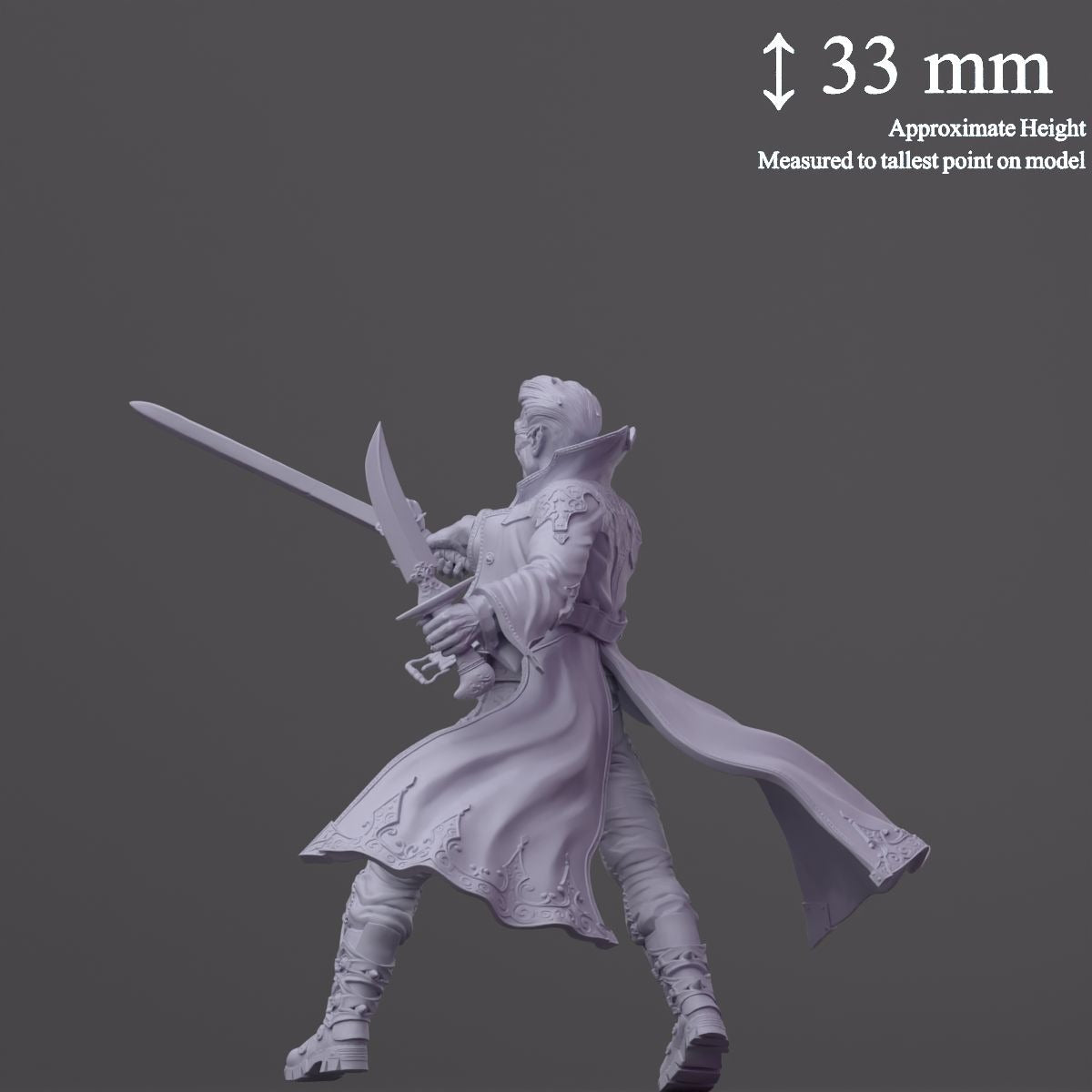 Male Vampire Rogue (Two Swords) - 3d Printed Miniature Sculpted by SolGood Creations