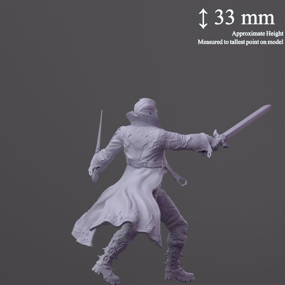Male Vampire Rogue (Two Swords) - 3d Printed Miniature Sculpted by SolGood Creations
