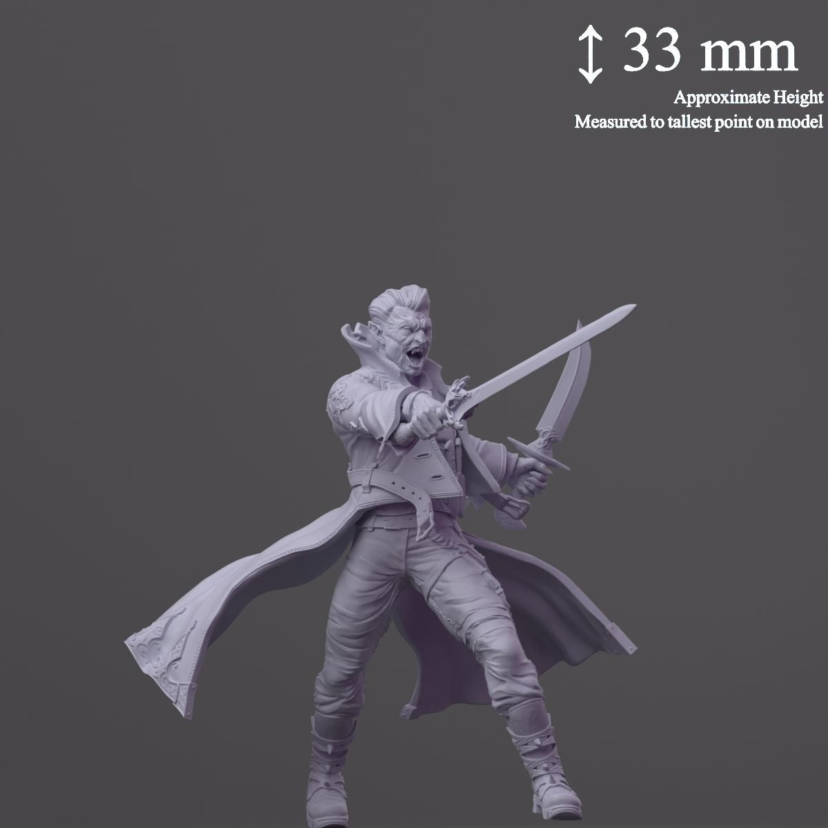 Male Vampire Rogue (Two Swords) - 3d Printed Miniature Sculpted by SolGood Creations