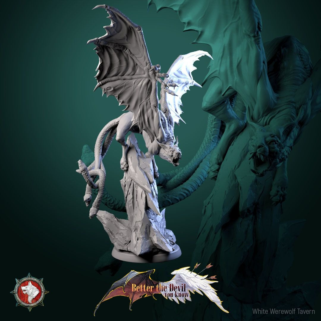Winged Hellcat - Better the Devil You Know - 3d Printed Miniature Sculpted by White Werewolf Tavern