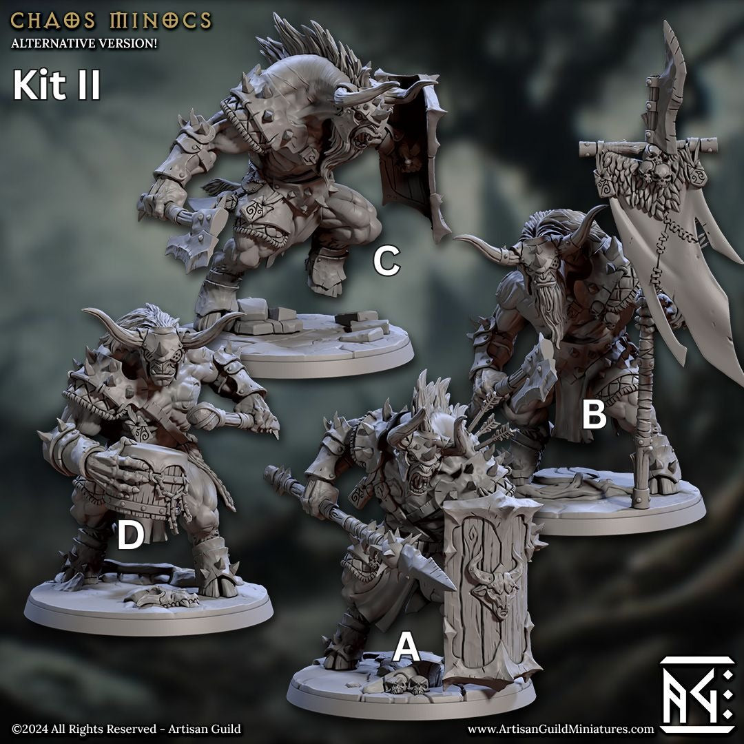Chaos Minocs - Rise of the Beastmen - 3d Printed Miniature