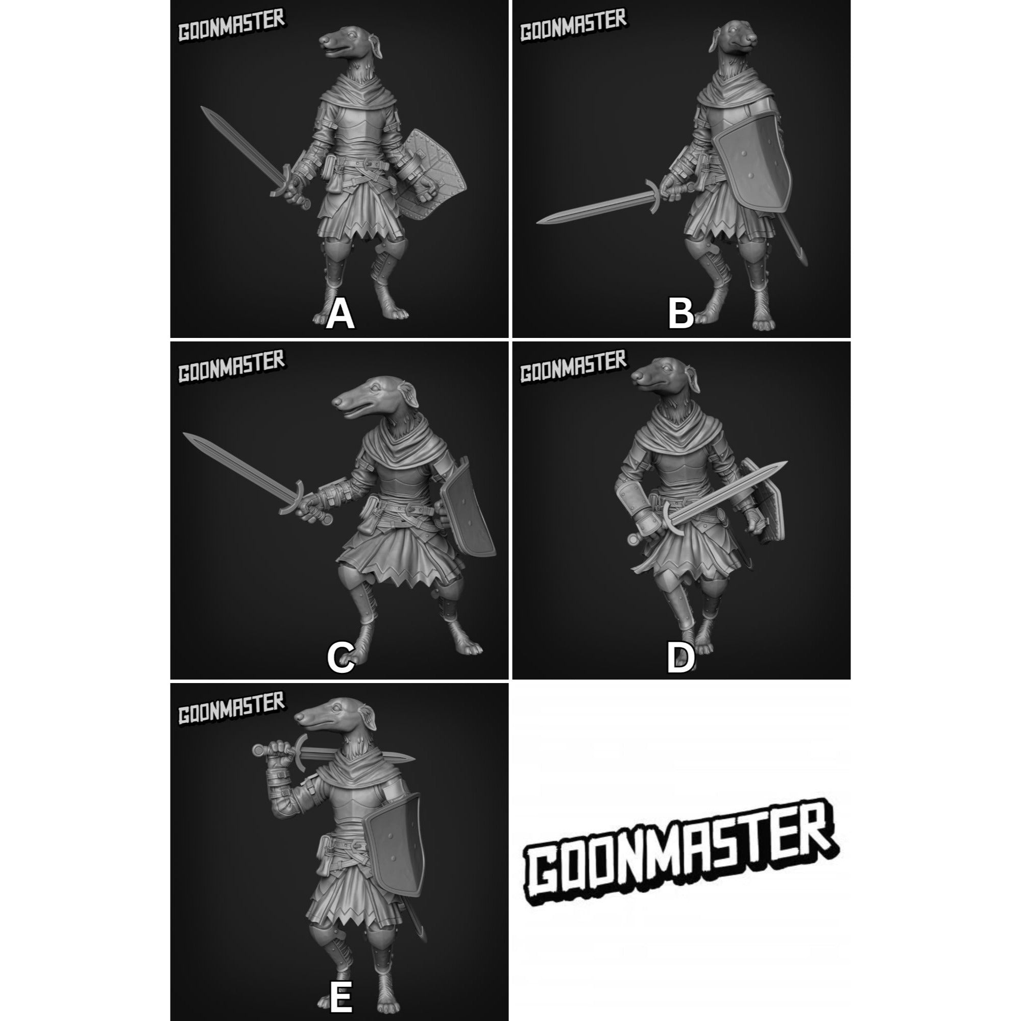 Borzoi Swordsman - 3d Printed Miniature Sculpted by Goon Master Games