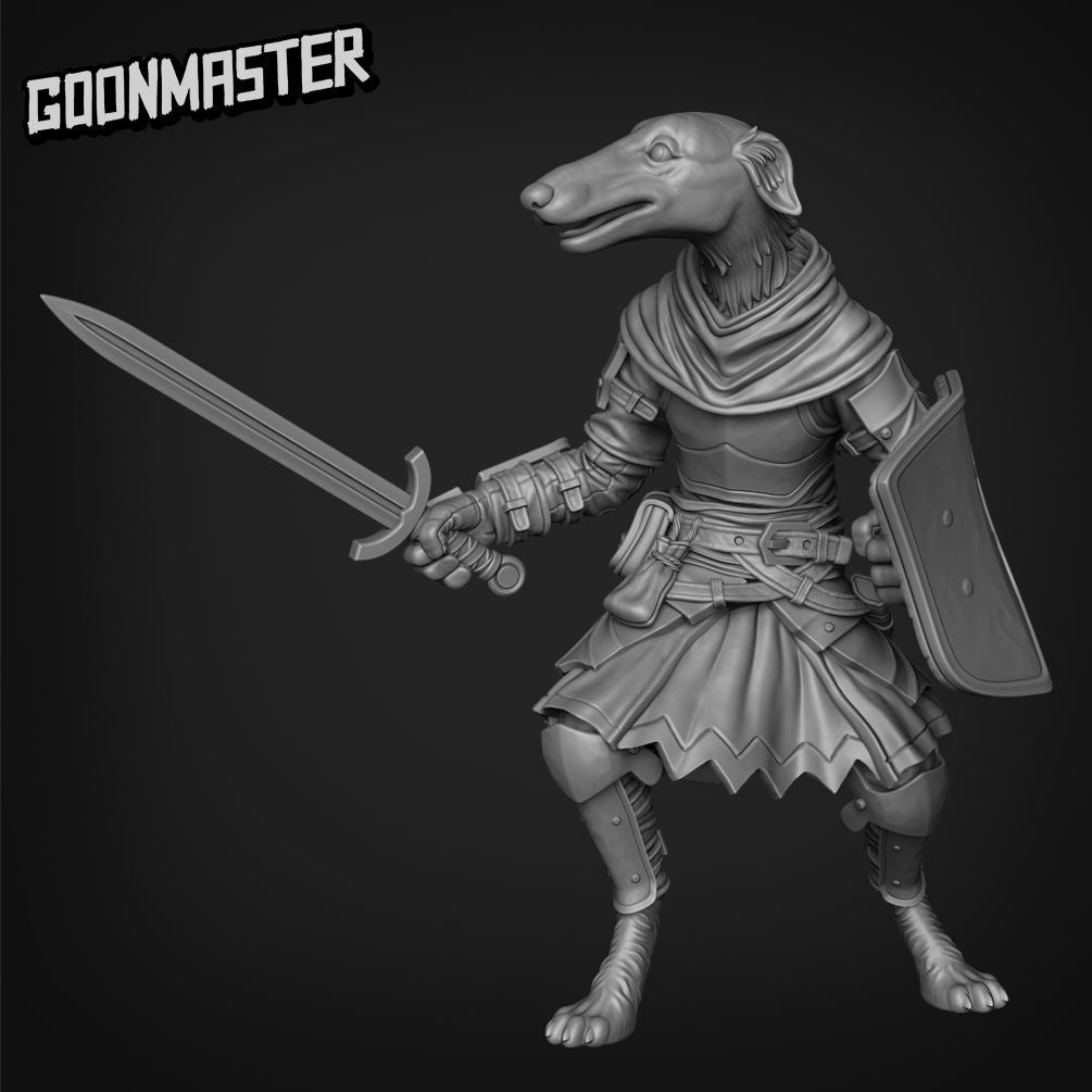 Borzoi Swordsman - 3d Printed Miniature Sculpted by Goon Master Games