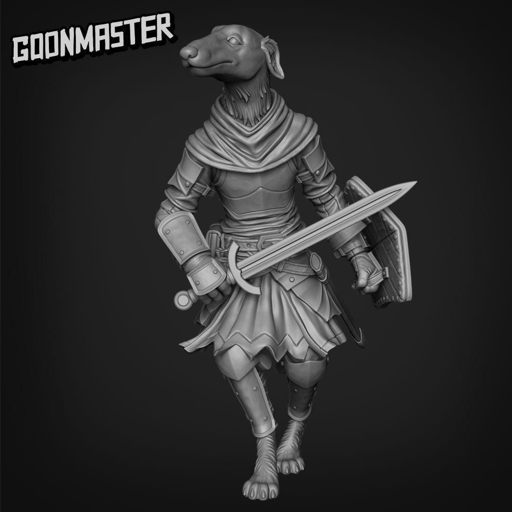 Borzoi Swordsman - 3d Printed Miniature Sculpted by Goon Master Games