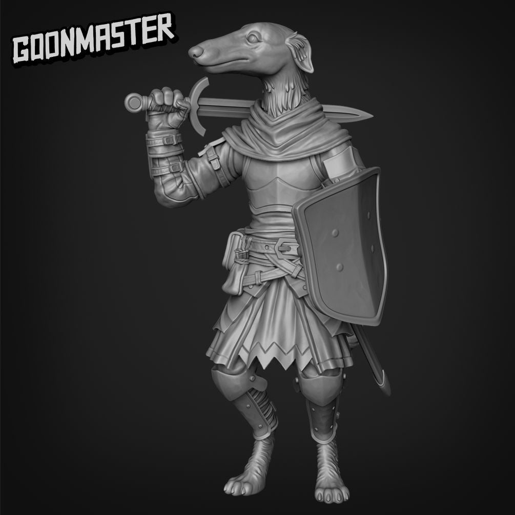 Borzoi Swordsman - 3d Printed Miniature Sculpted by Goon Master Games
