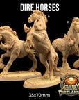 Dire Horses - Journey Through the Direlands - 3d Printed Miniature Sculpted by Dragon Trappers Lodge