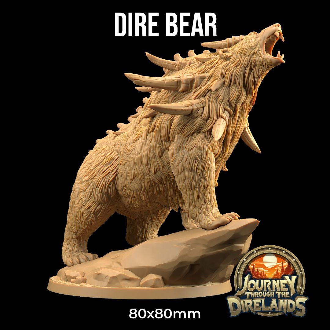 Dire Bear - Journey Through the Direlands - 3d Printed Miniature Sculpted by Dragon Trappers Lodge
