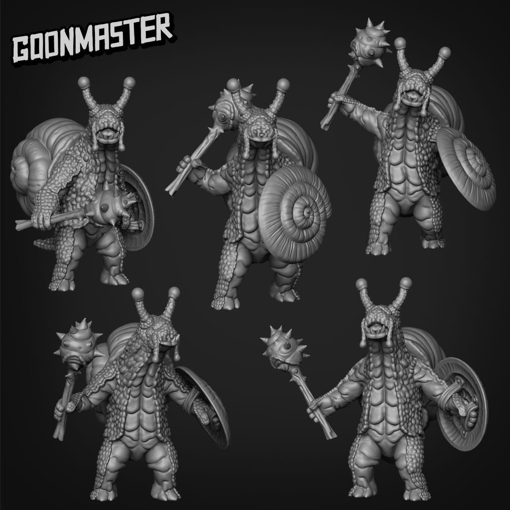 Snailfolk Shieldbearers - 3d Printed Miniature Sculpted by Goon Master Games