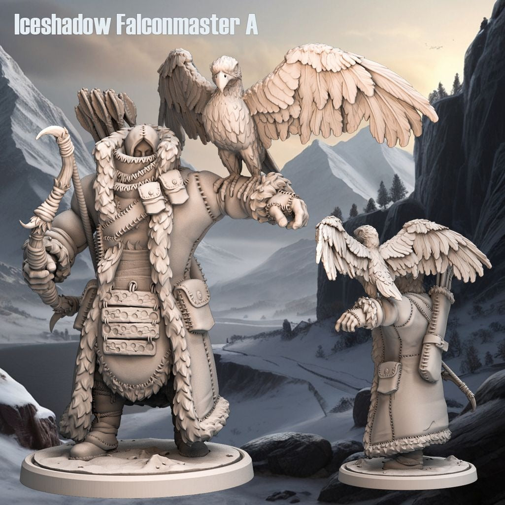 Iceshadow Falconmaster - 3d Printed Miniature Sculpted by Monolith Arts
