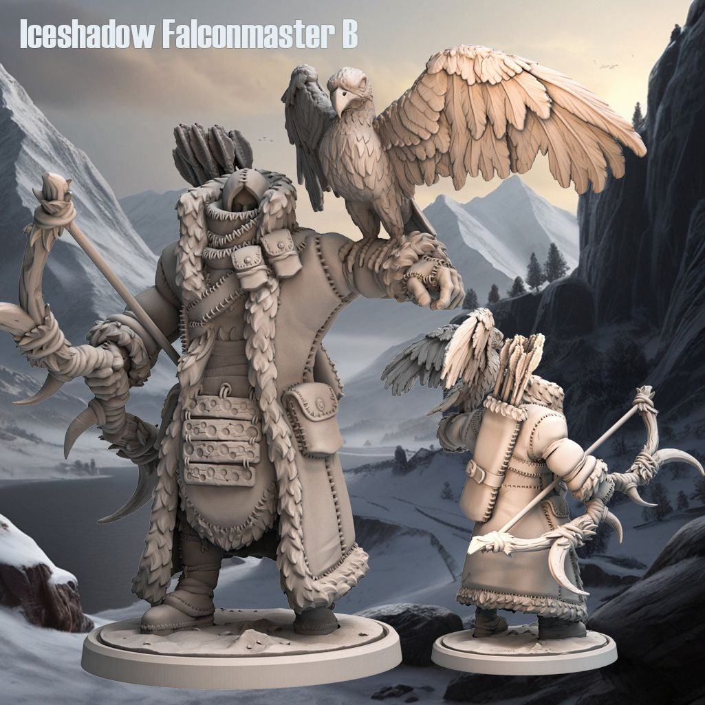 Iceshadow Falconmaster - 3d Printed Miniature Sculpted by Monolith Arts
