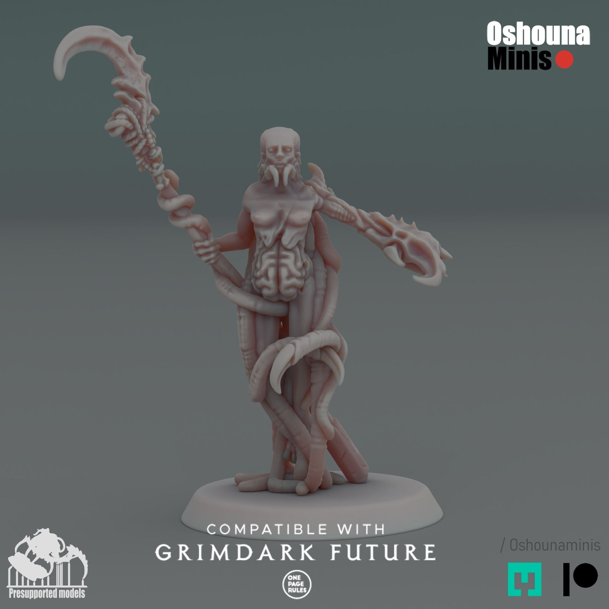 Crab Cult Priestess - 3d Printed Miniature by OshounaMinis
