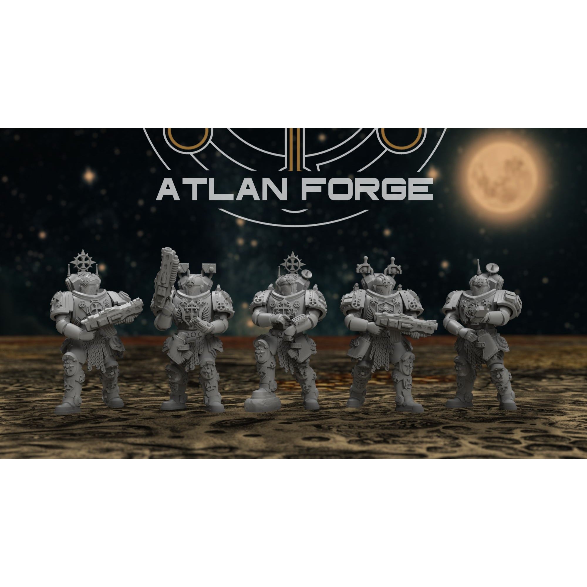 Knights Templar Scounts - 5 Model Modular Unit 3d Printed Sculpted by Atlan Forge