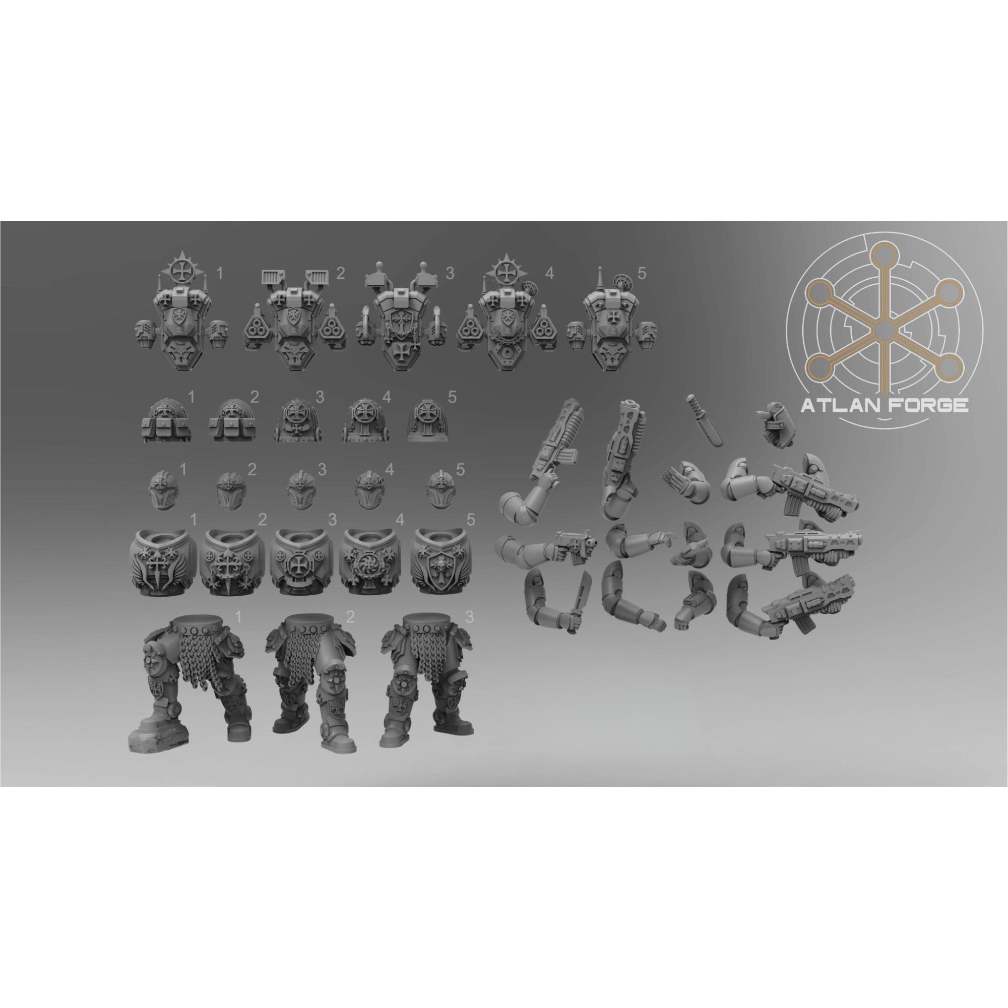 Knights Templar Scounts - 5 Model Modular Unit 3d Printed Sculpted by Atlan Forge