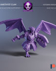 Veteran Knight - Amethyst Clan Gargoyles - 3d Printed Miniature Sculpted by Blackcrest Miniatures