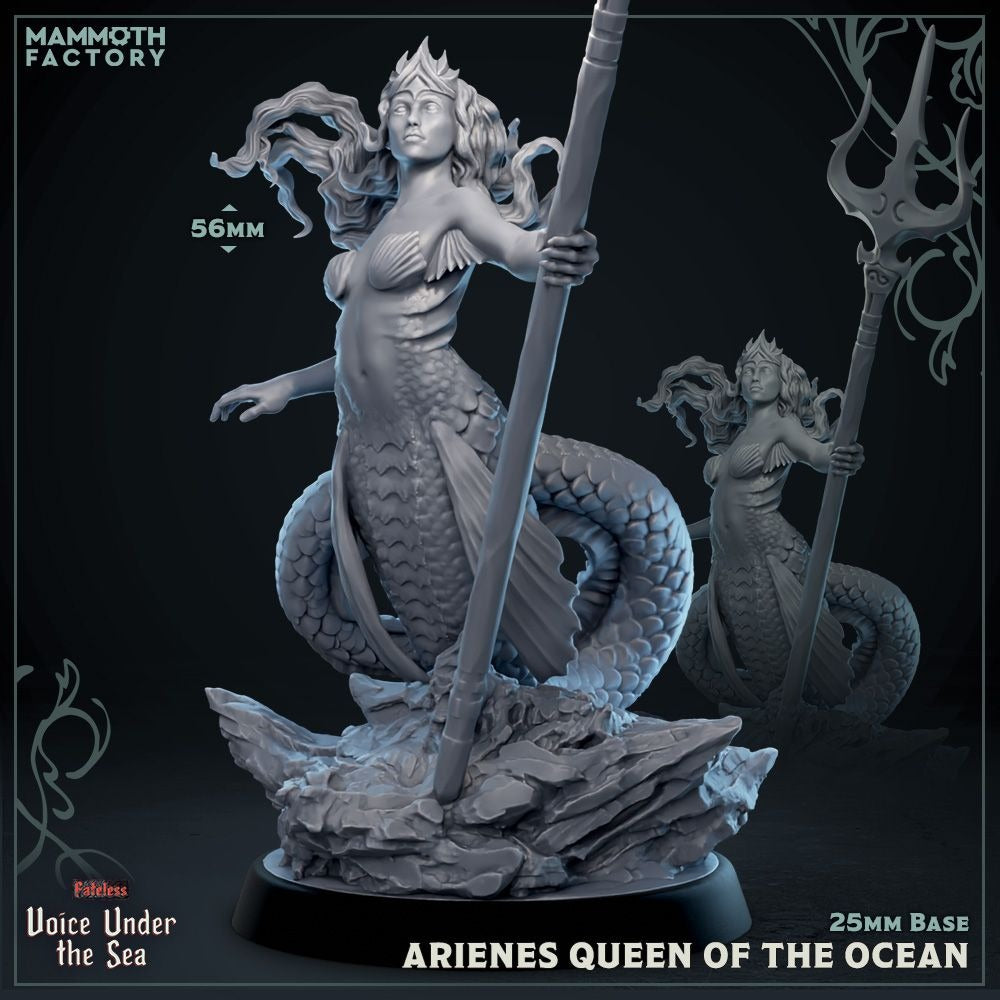 Areines, Queen of the Ocean - Voice Under the Sea - 3d Printed Miniature Sculpted by Mammoth Factory