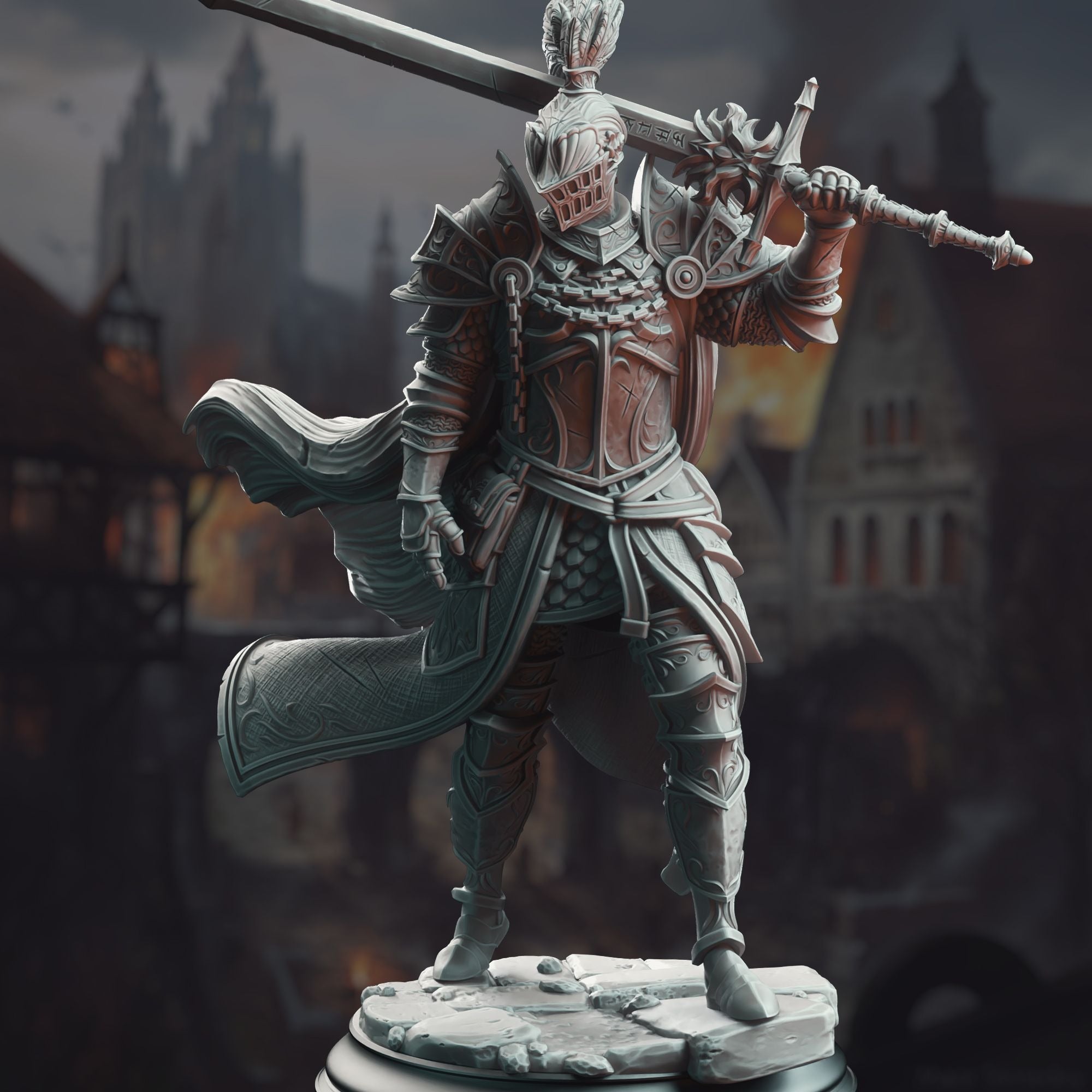 Lothar the Black, Knight of the Dusk - 3d Printed Miniature Sculpted by DM Stash