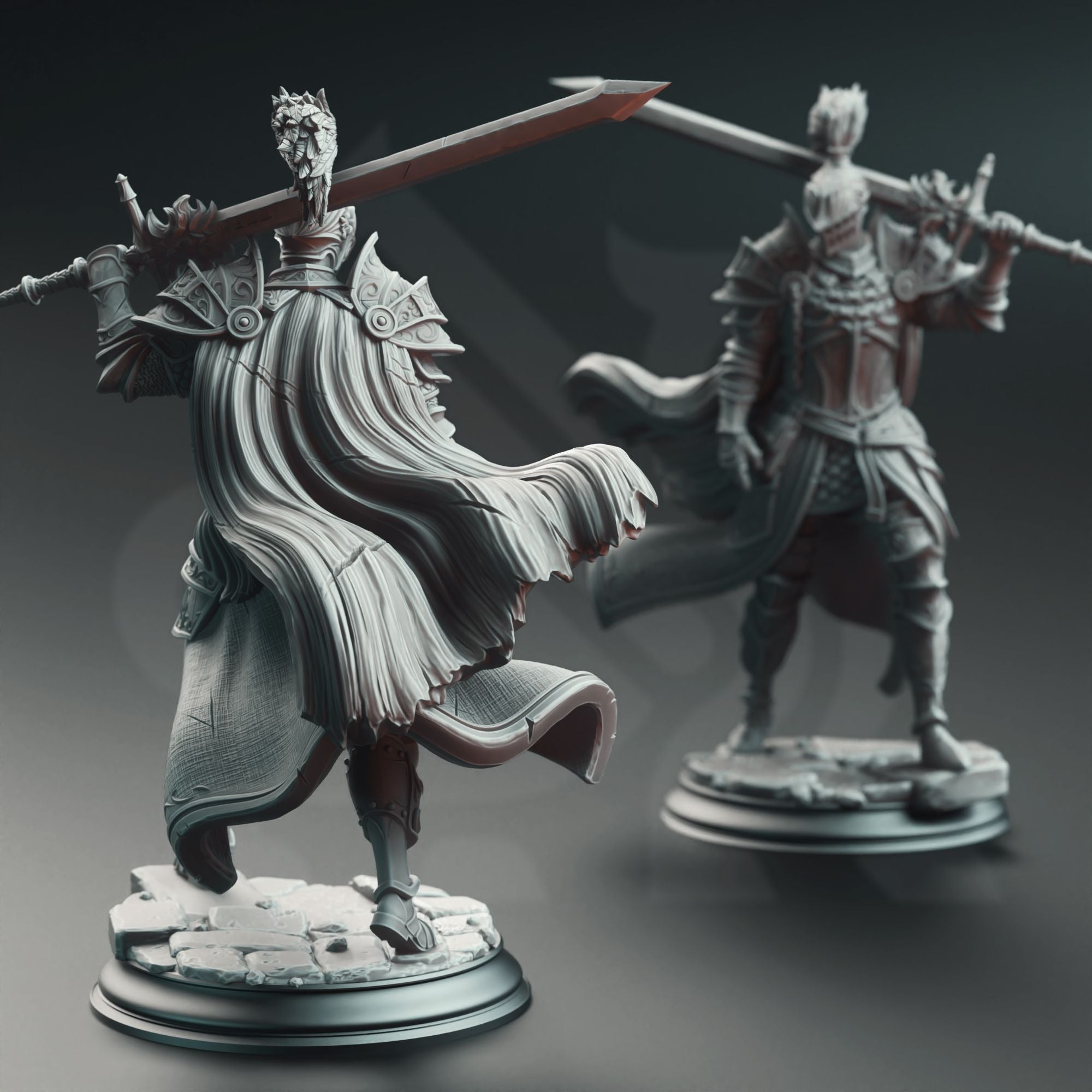 Lothar the Black, Knight of the Dusk - 3d Printed Miniature Sculpted by DM Stash
