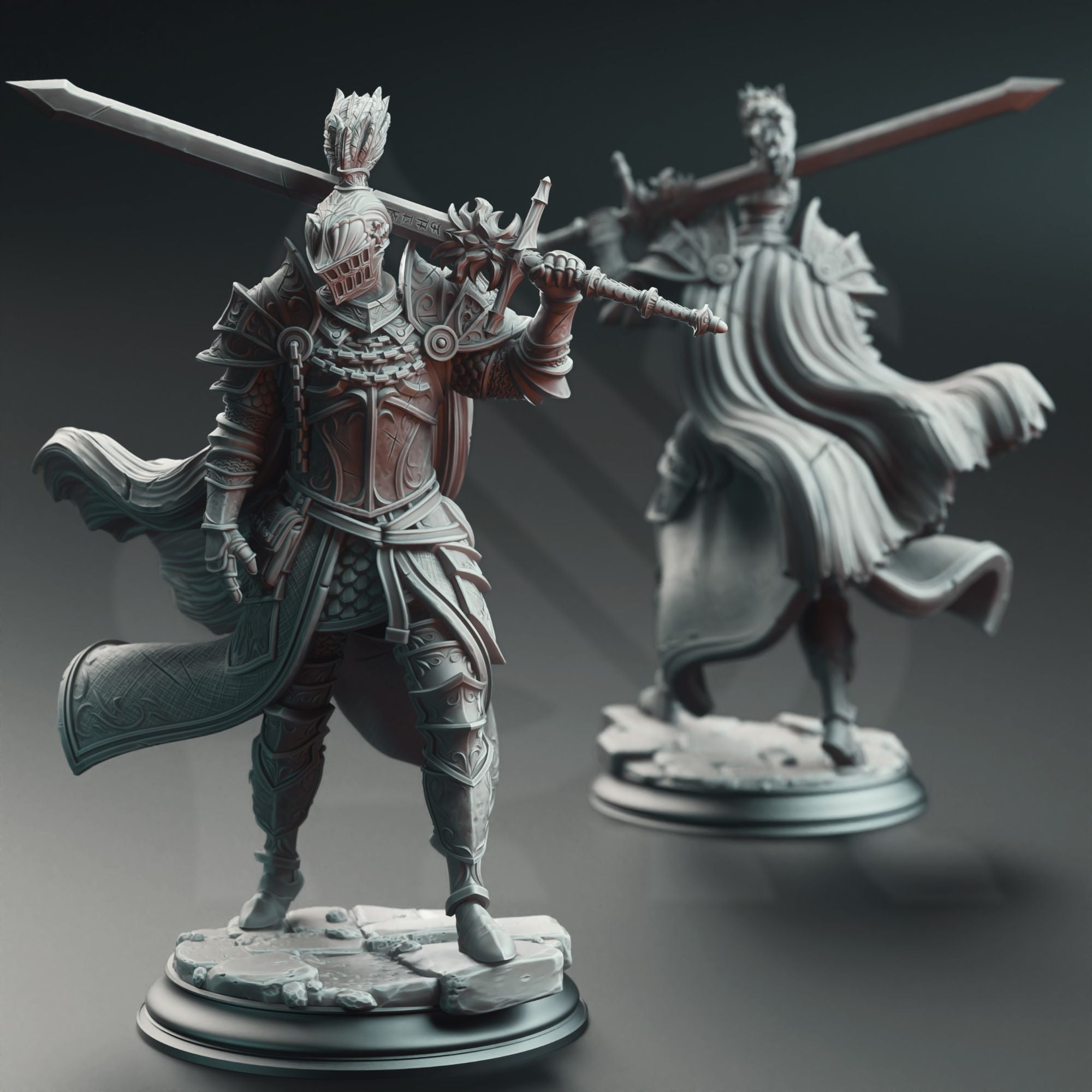 Lothar the Black, Knight of the Dusk - 3d Printed Miniature Sculpted by DM Stash