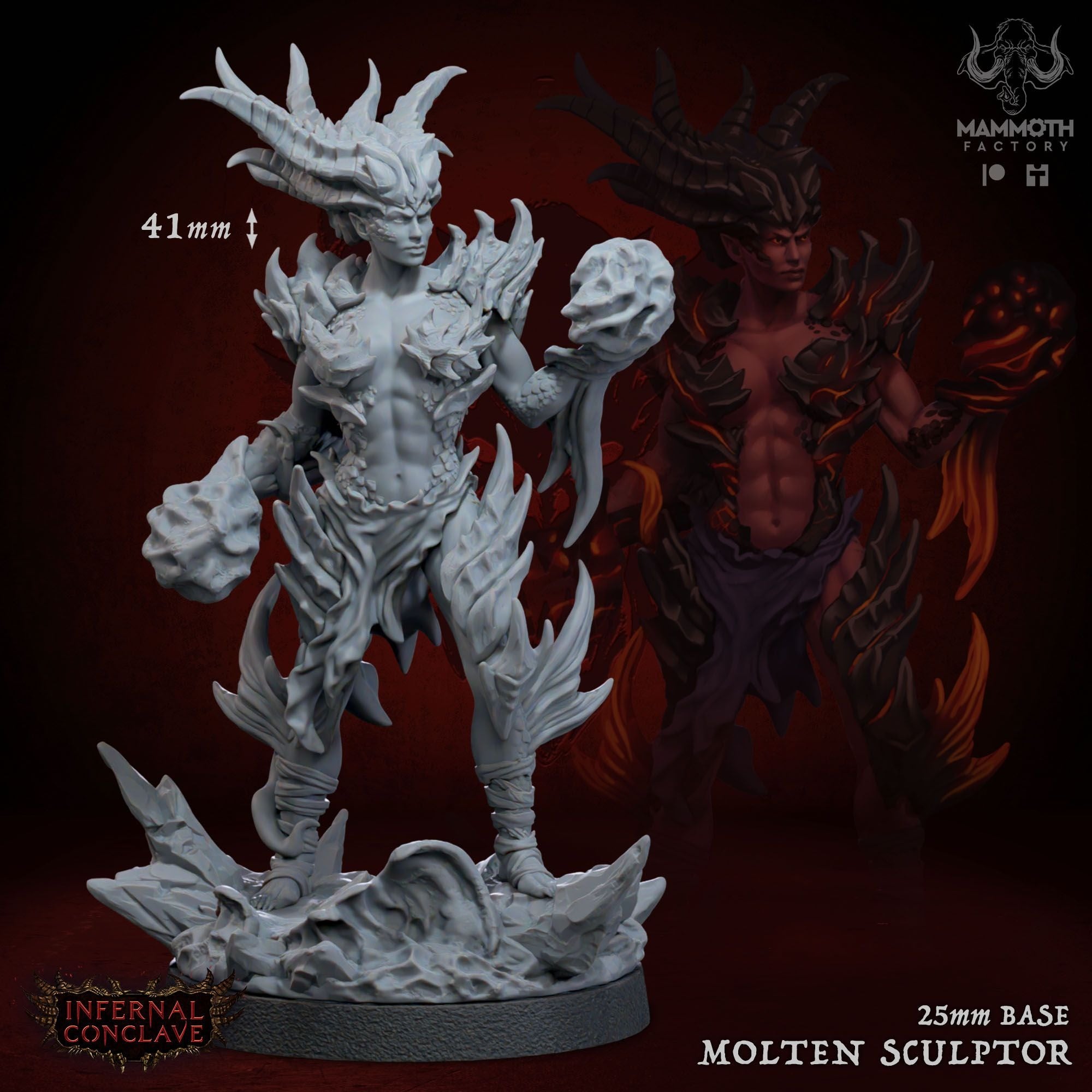 Molten Sculptor - Infernal Conclave - 3d Printed Miniature Sculpted by Mammoth Factory