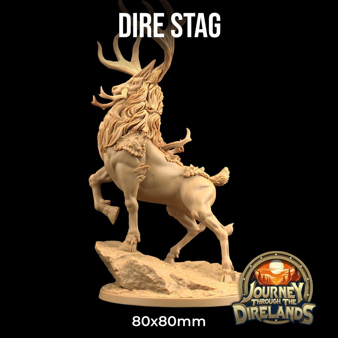 Dire Stag - Journey Through the Direlands - 3d Printed Miniature Sculpted by Dragon Trappers Lodge