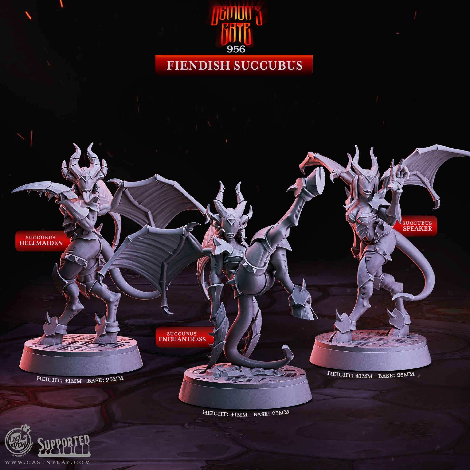 Fiendish Succubus - Demon's Gate - 3d Printed Miniature Sculpted by Cast N Play