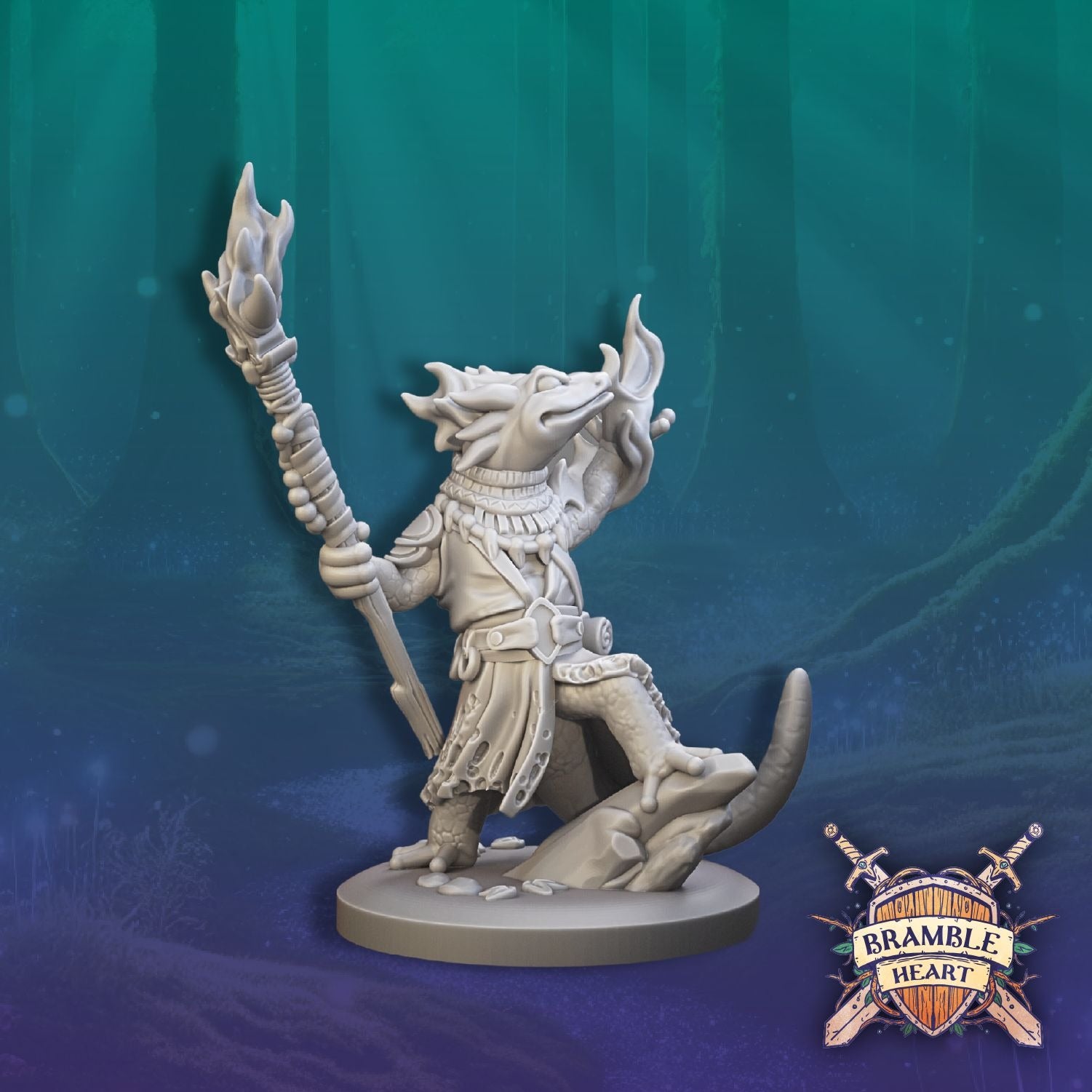 Inferno Salamancer - Brambleheart - 3d Printed Miniature sculpted by Kraken Games Lab