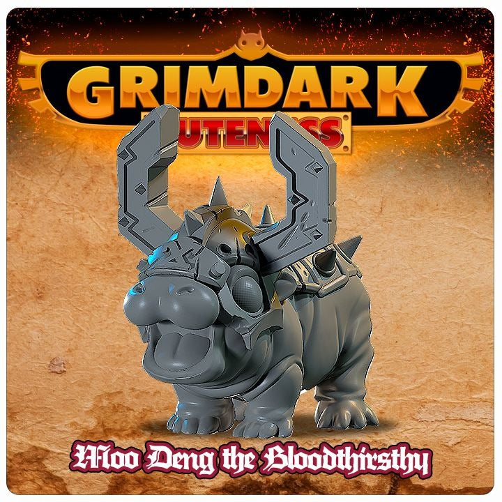 Moo Deng the Bloodthirsty - 3d Printed Grimdark Cuteness Chibi Miniature