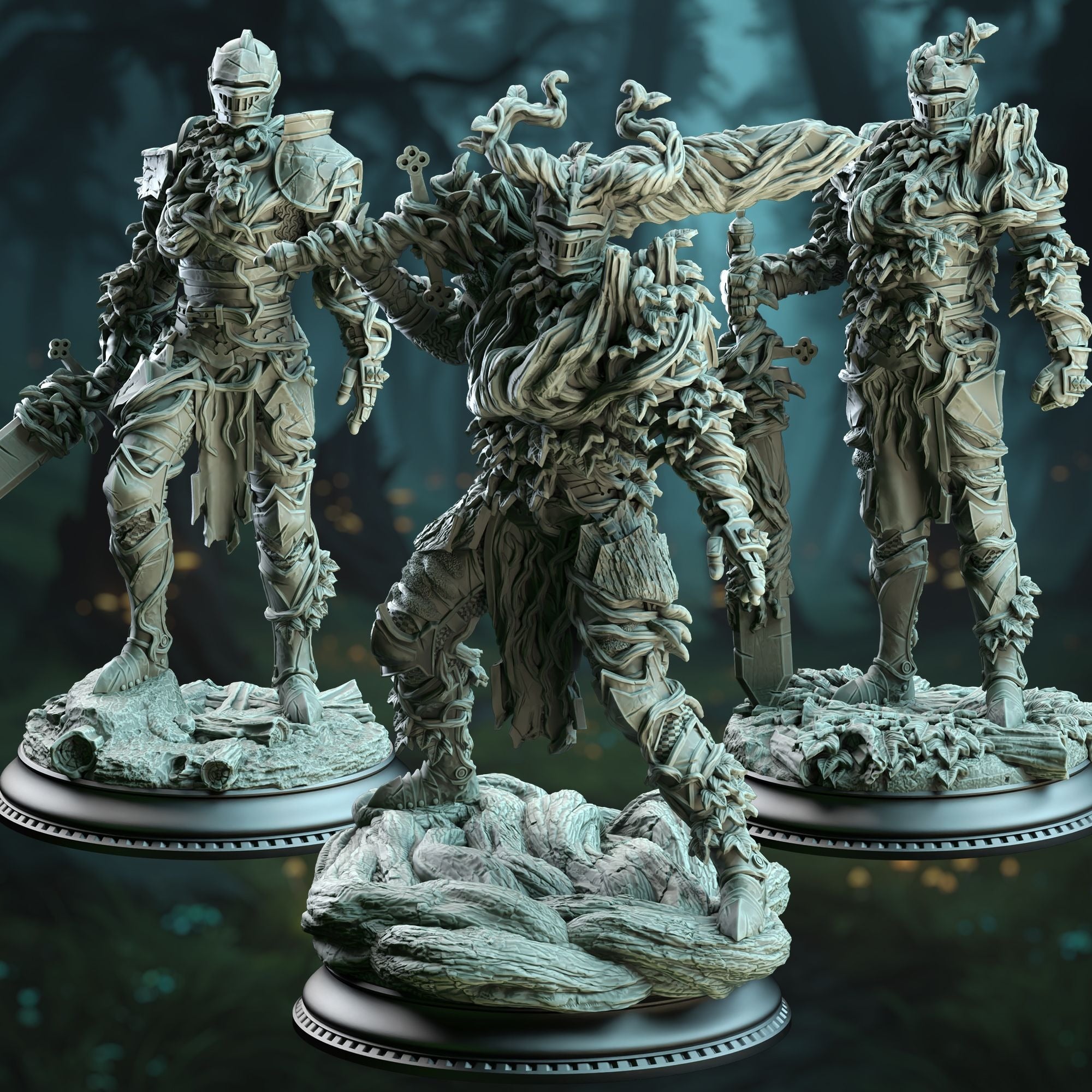 Forgotten Knights, Vine Possessed Armour - 3d Printed Miniature Sculpted by DM Stash