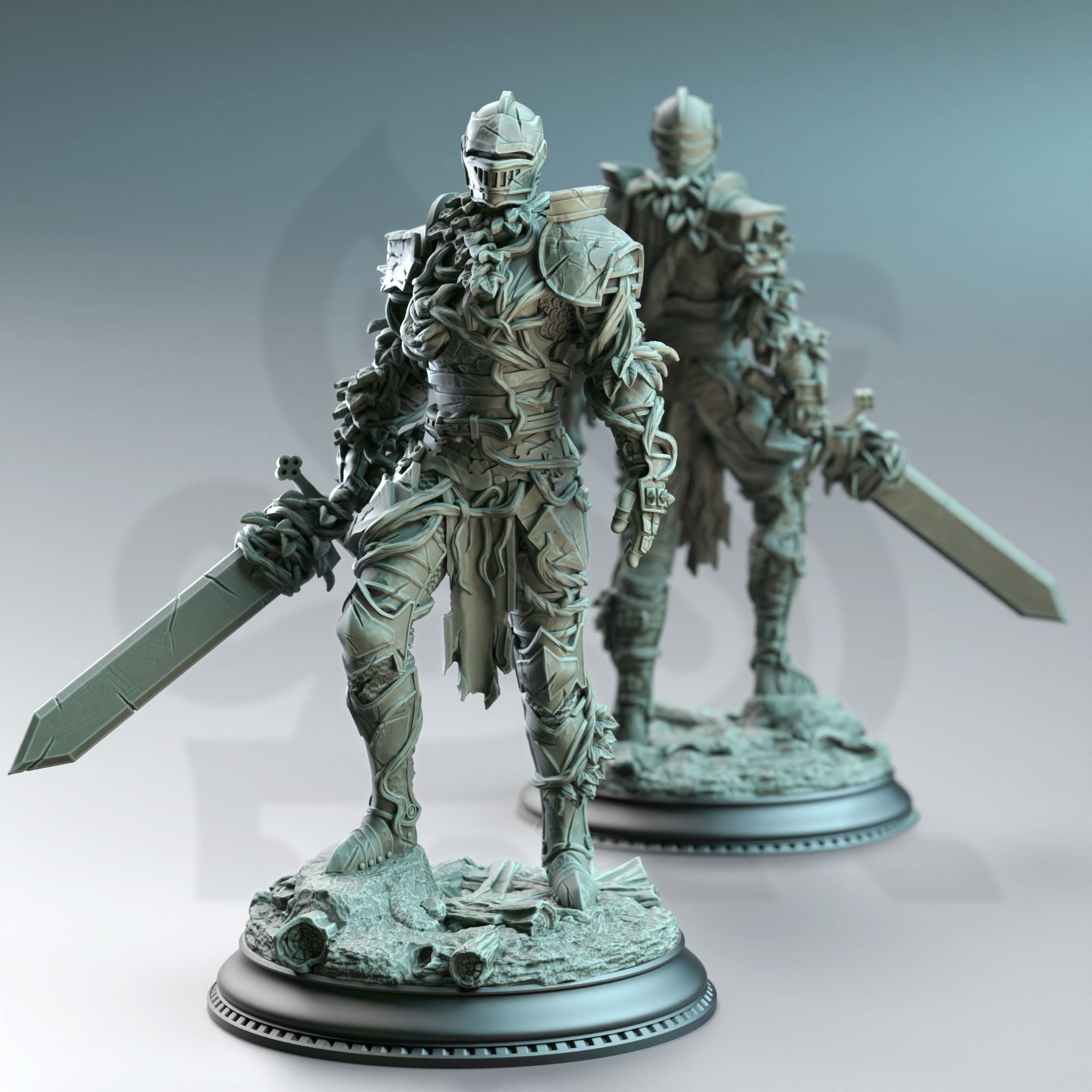Forgotten Knights, Vine Possessed Armour - 3d Printed Miniature Sculpted by DM Stash