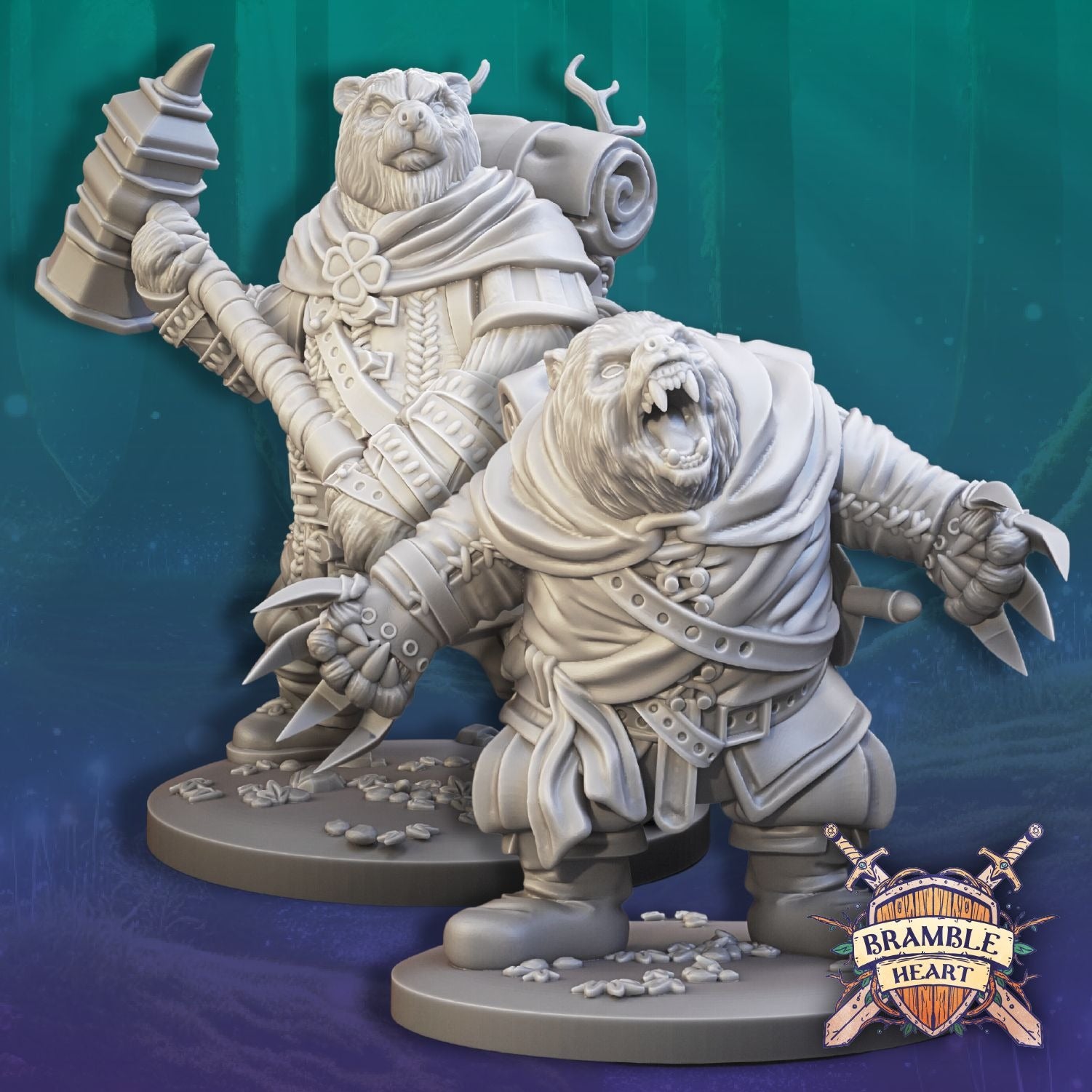 Bruin Brigands- Brambleheart - 3d Printed Miniature sculpted by Kraken Games Lab